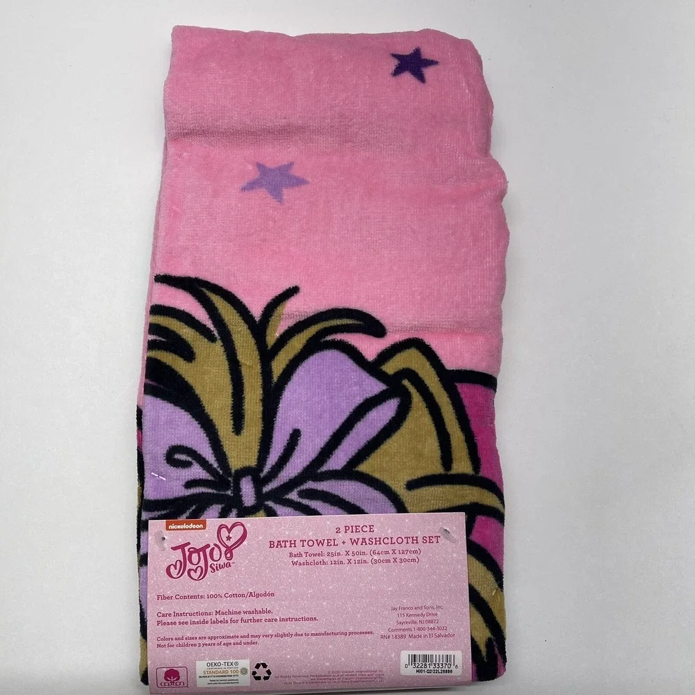 JoJo Siwa 2‎ Piece Bath Towel & Washcloth Set by Nickelodeon NEW with Tags